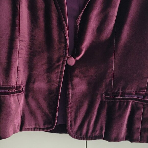 Club Monaco Cropped Purple Velvet Blazer Size 6 - Picture 3 of 6